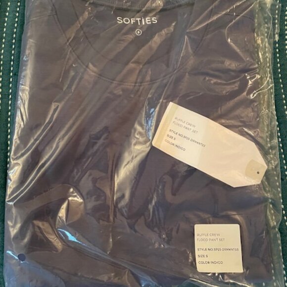 NWT Softies Top Flood Bottoms Set Indigo Blue Small Oprah Fav Pajamas $120 Gift - Picture 2 of 4
